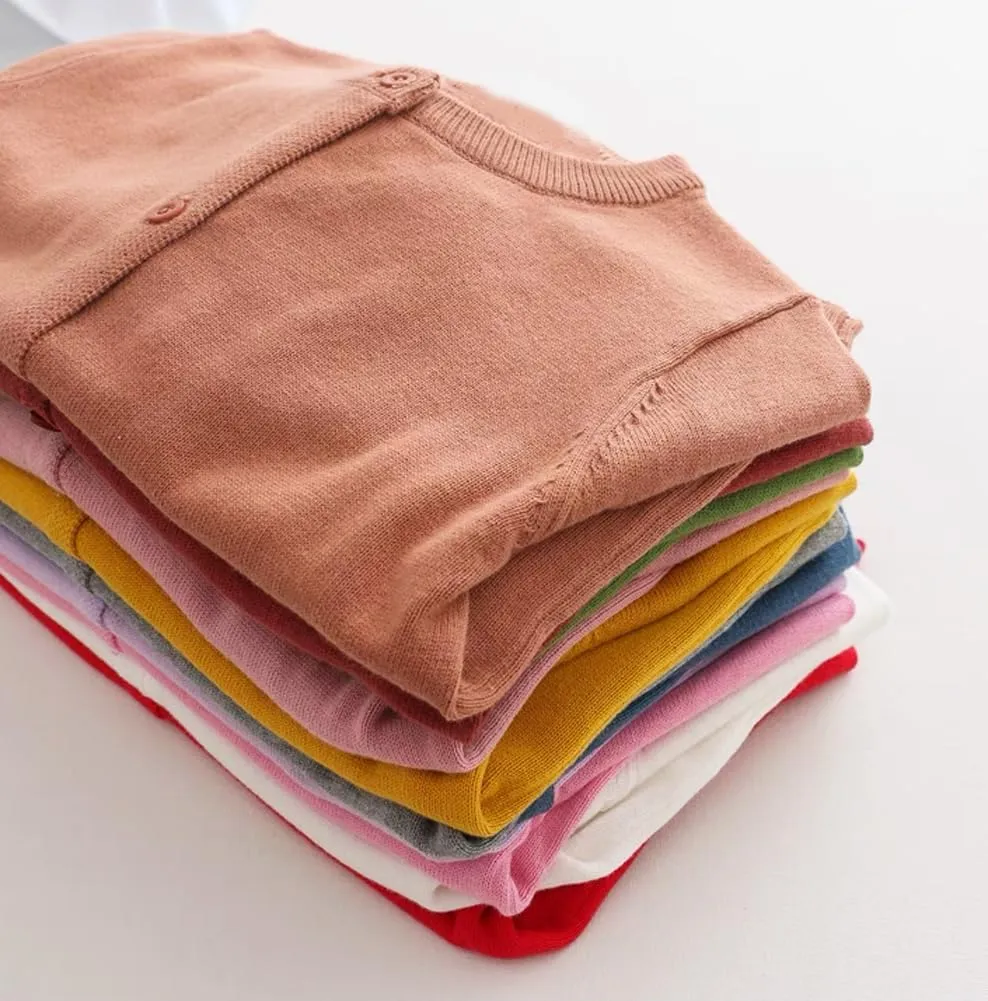 Girls Cardigan Sweater School Uniforms Toddler Long Sleeve Button Knit Solid Sweaters Tops