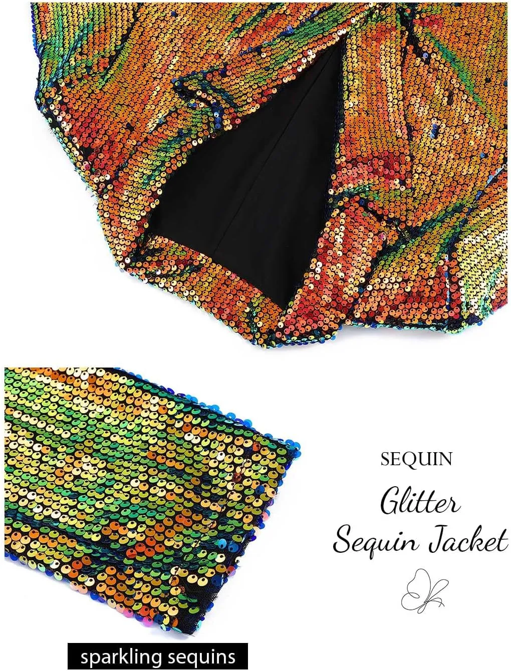 GORAIS Women Sequin Jackets Long Sleeve Sparkly Blazer Open Front Casual Glitter Cardigan Jackets for Dresses