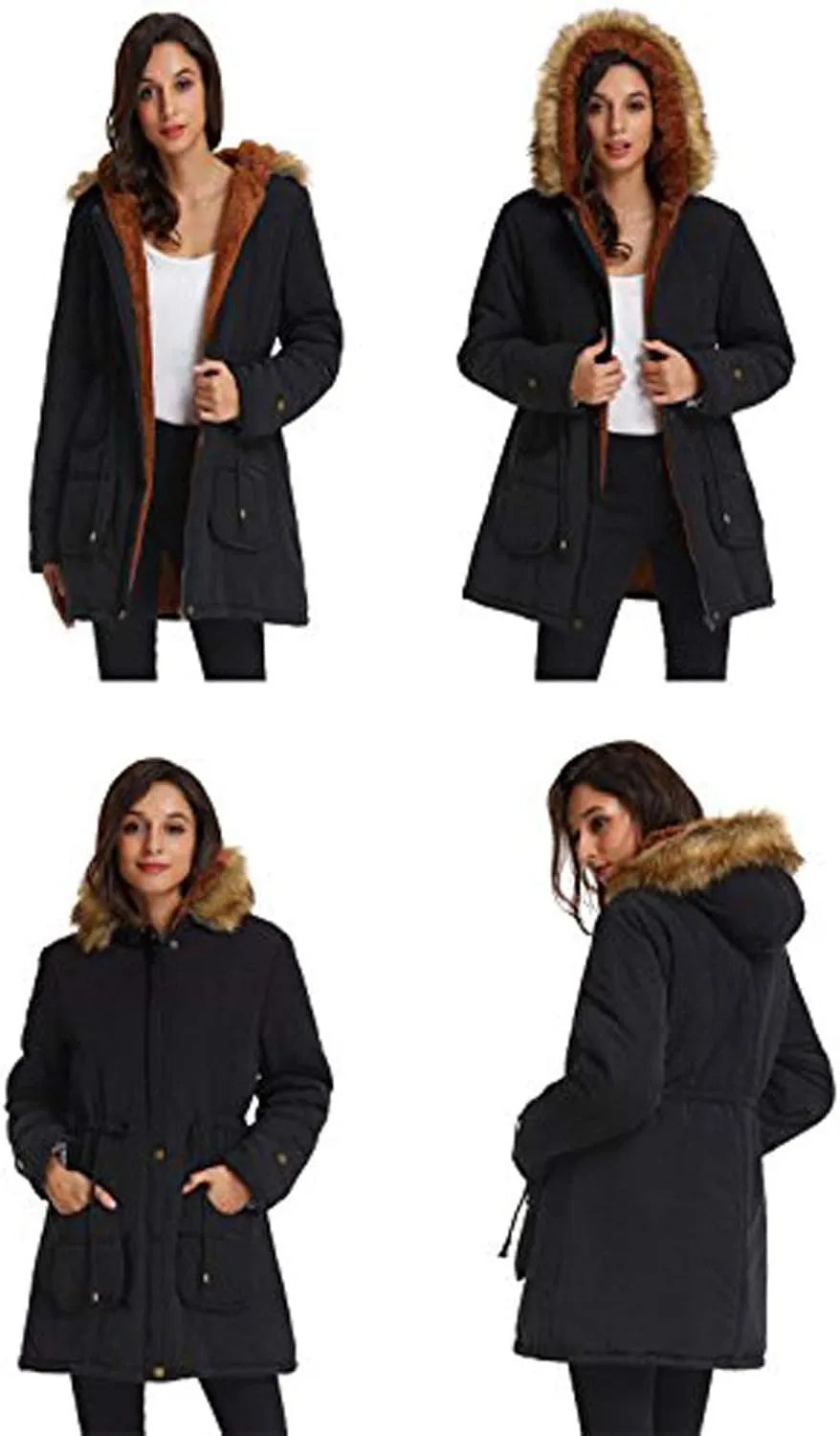 GRACE KARIN Women's Winter Coats Fleece Parkas Anoraks Hooded Military Jacket Coats