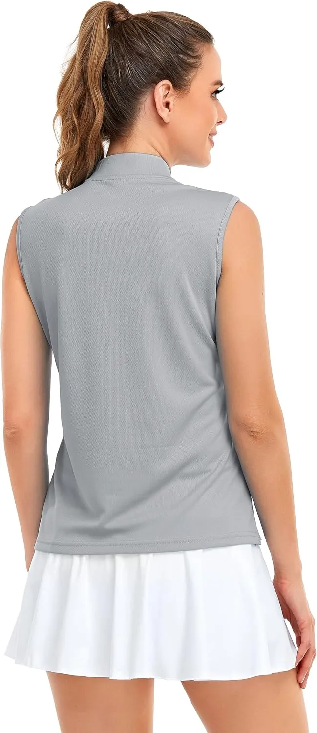 HDL Women's Sleeveless Polo Golf Shirts Quick Dry 50  UV Protection Lightweight Tennis Tank Tops