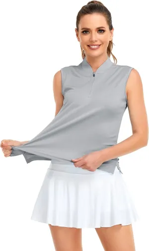 HDL Women's Sleeveless Polo Golf Shirts Quick Dry 50  UV Protection Lightweight Tennis Tank Tops