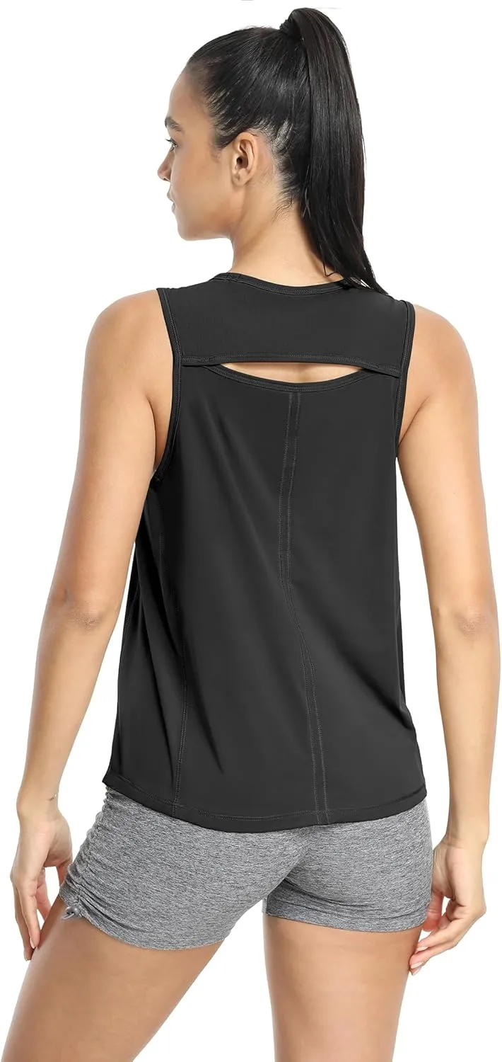 icyzone Women's Workout Tank Tops, Cool Athletic Yoga Running Sleeveless Shirts Quick Dry