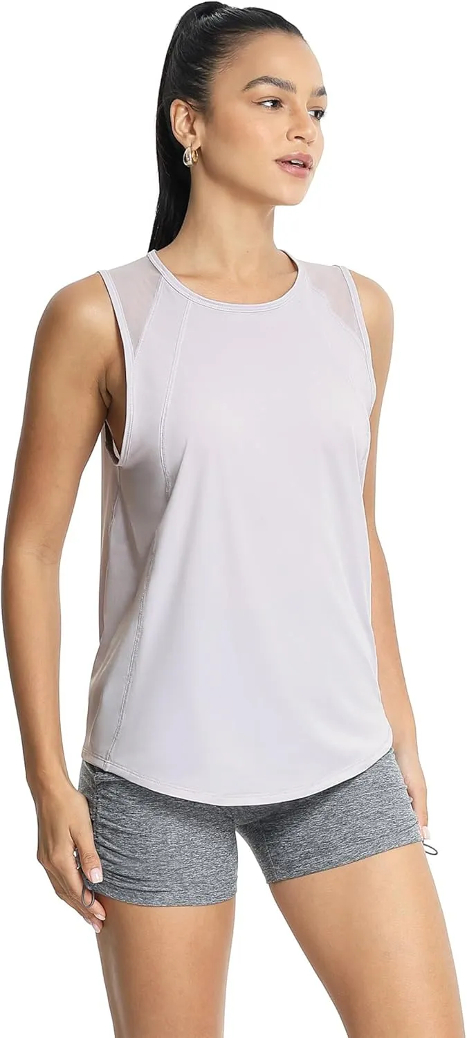 icyzone Women's Workout Tank Tops, Cool Athletic Yoga Running Sleeveless Shirts Quick Dry