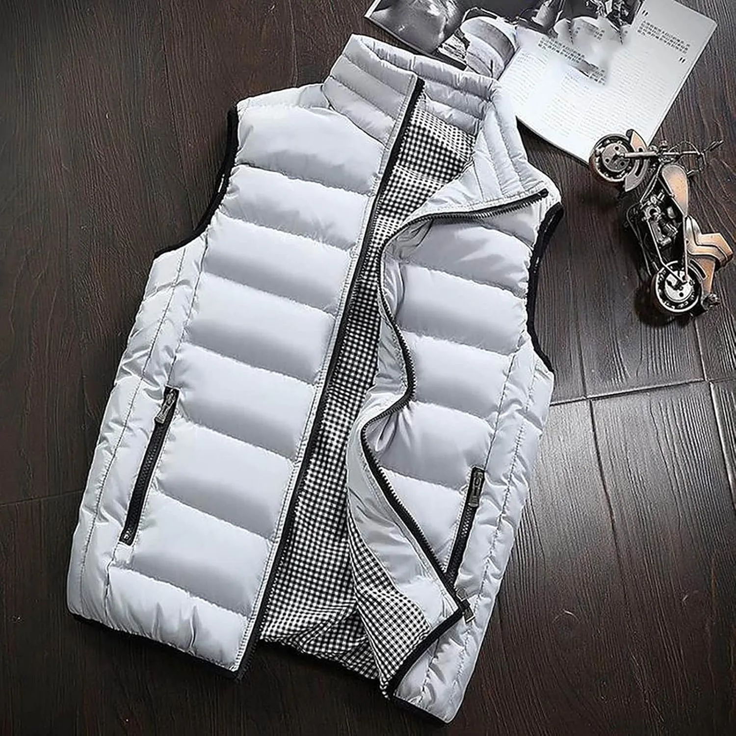 Jackets for Men Fall Winter Coat Padded Cotton Vest Warm Hooded Thick Vest Tops Jacket Jackets