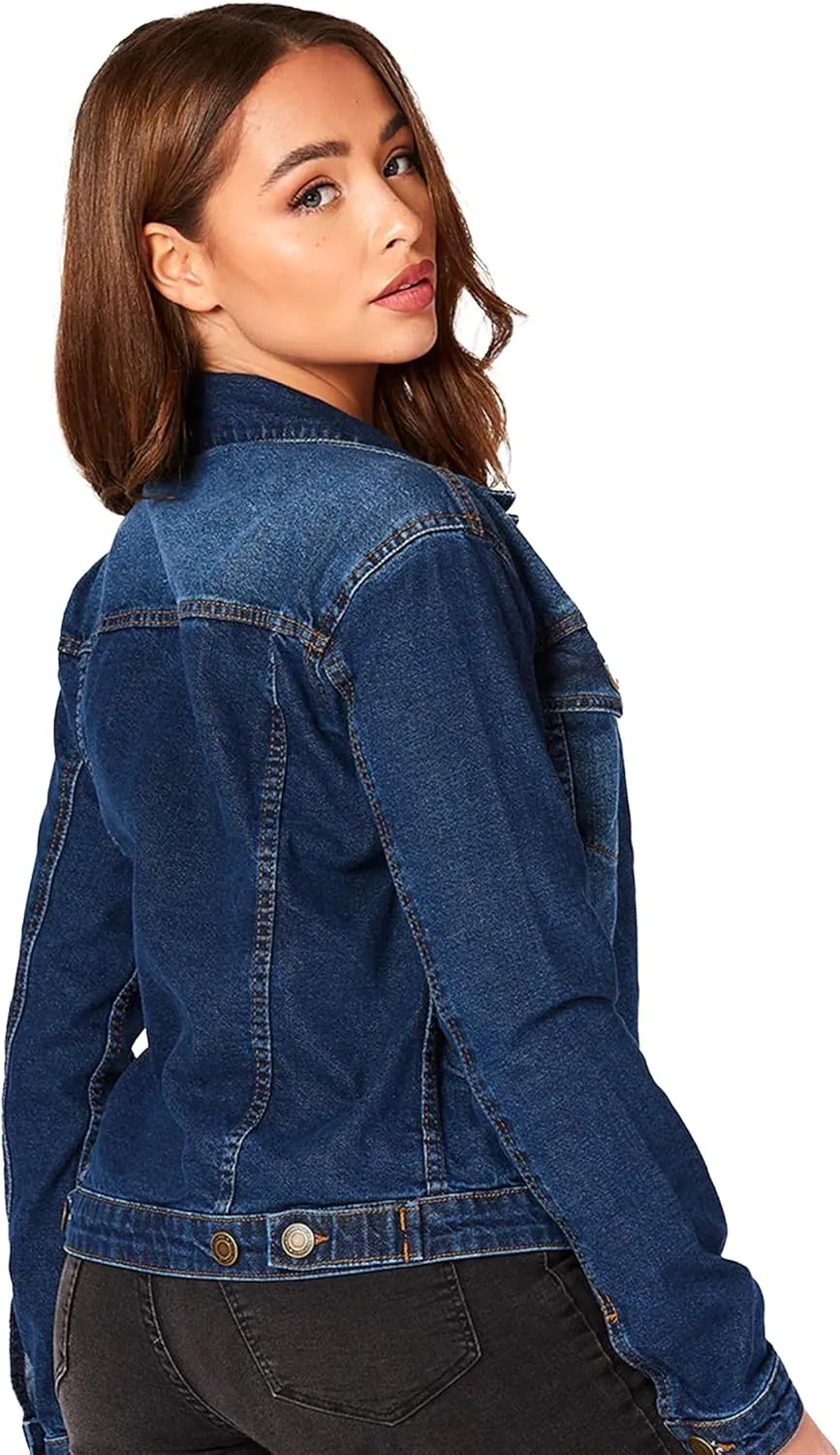 Jean Jacket Women - Long Sleeves Button Down Denim Jacket for Women Clothing in Regular Fit & Oversized with Waist Adjuster