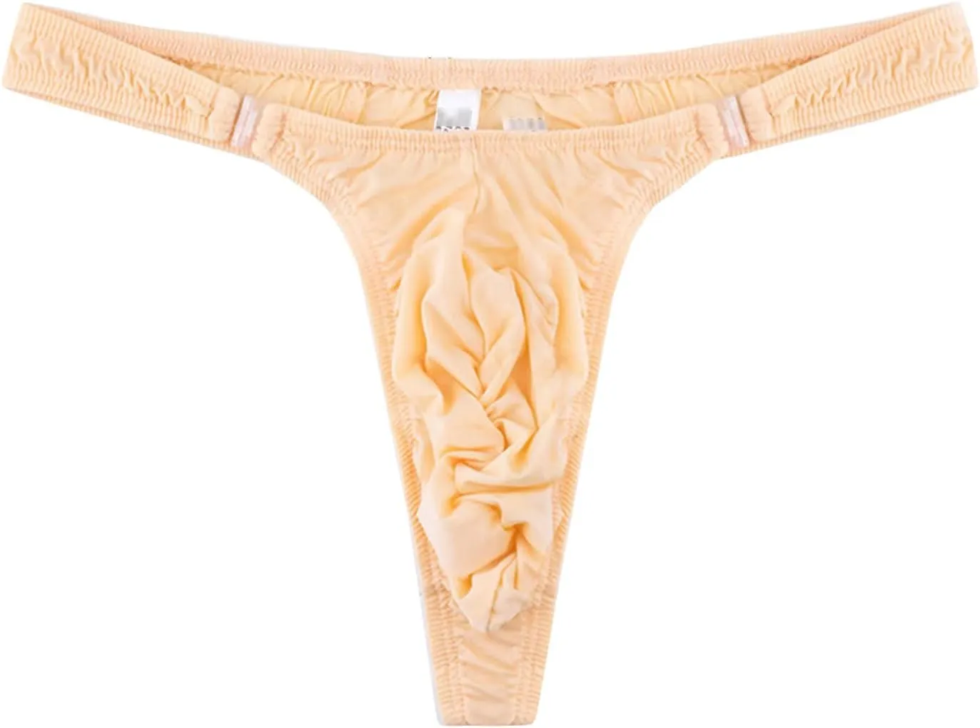 JEsilunmaMY Mens Sexy Pouch Panties Low Rise Bright Patent Leather G-String Thong Solid Color Ruched T-Back Bikini Underwear