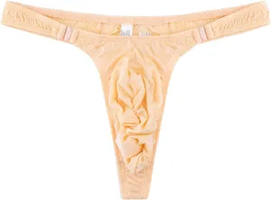 JEsilunmaMY Mens Sexy Pouch Panties Low Rise Bright Patent Leather G-String Thong Solid Color Ruched T-Back Bikini Underwear