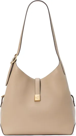 kate spade new york Deco Pebbled Leather Large Shoulder Bag, Timeless Taupe