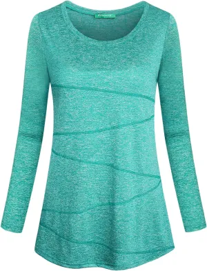 Kimmery Workout Tops for Women Long Sleeve Shirts for Women Quick Dry Line Decor Yoga Tops Sizes S-3XL