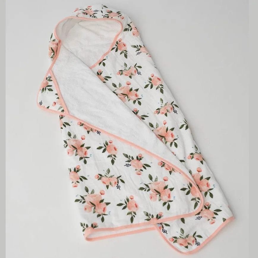Little Unicorn Big Kid Hooded Towel - Watercolor Roses