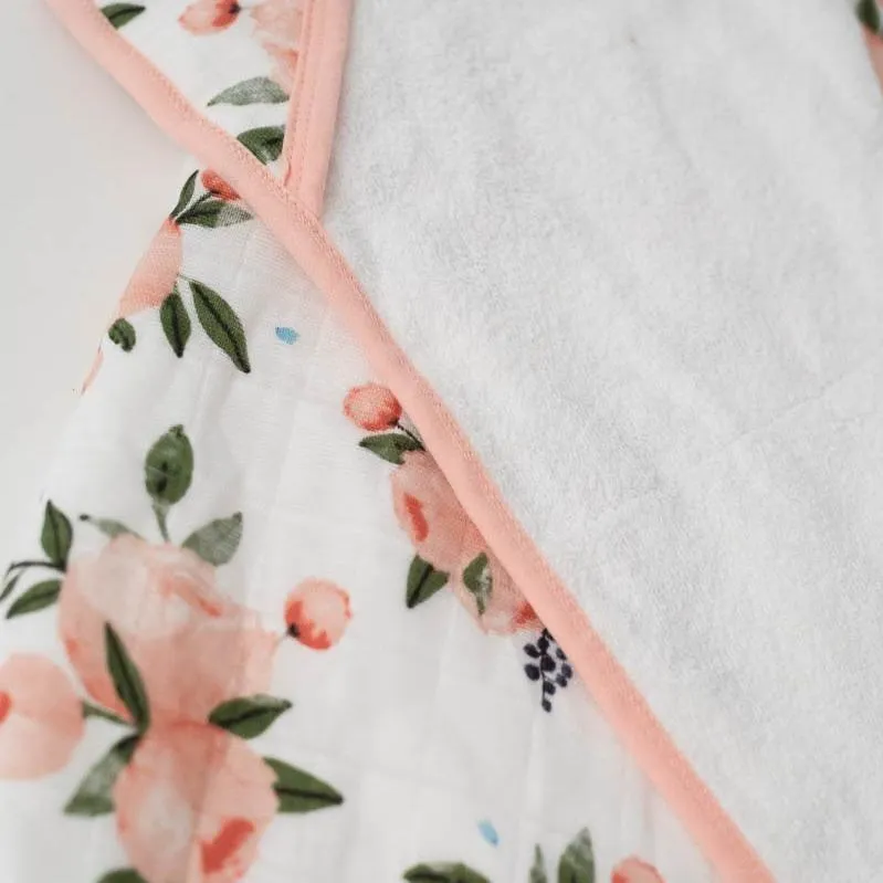 Little Unicorn Big Kid Hooded Towel - Watercolor Roses