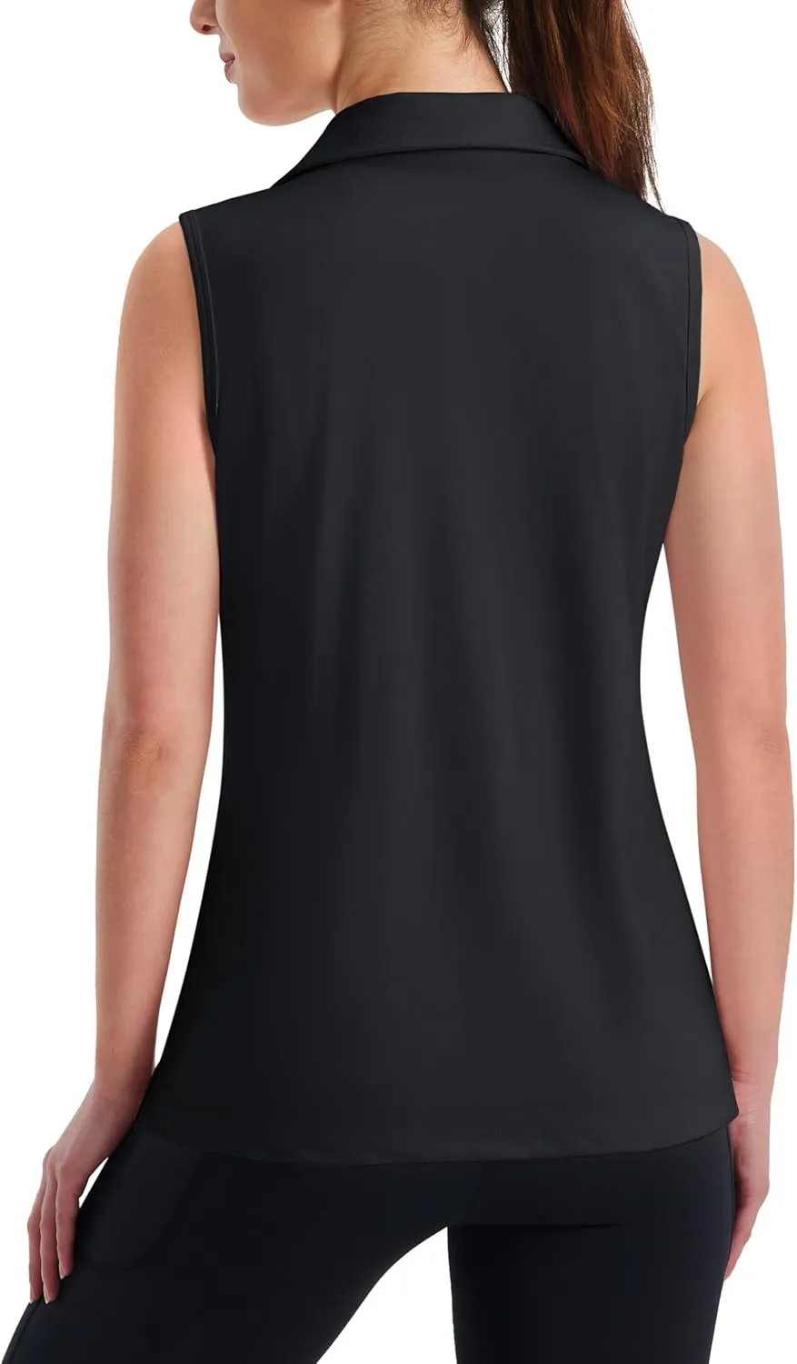 MAGCOMSEN Women's Sleeveless Golf Polo Shirts UPF 50  Tank Tops V-Neck Quick Dry Workout Athletic Tops