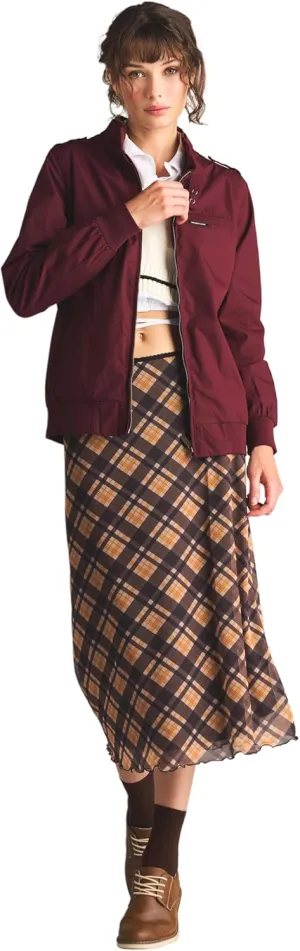 Members Only Women's Classic Iconic Racer Jacket | Slim Fit | Timeless Style | Comfortable and Versatile (Burgundy, Large)