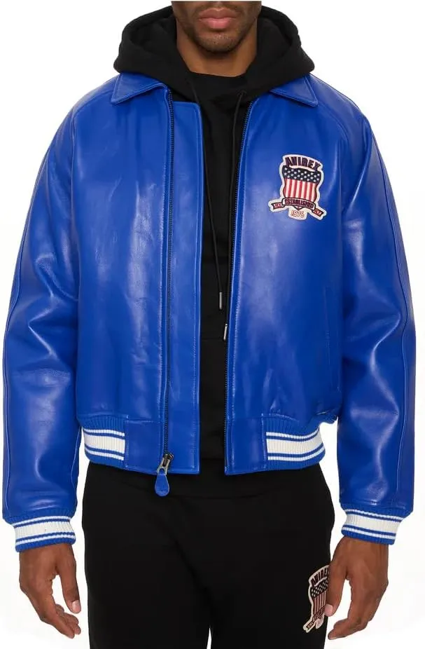 Men Classic Lambskin Genuine Leather Distressed Avirex Luxurious Custom Fit Soft Outerwear Jacket