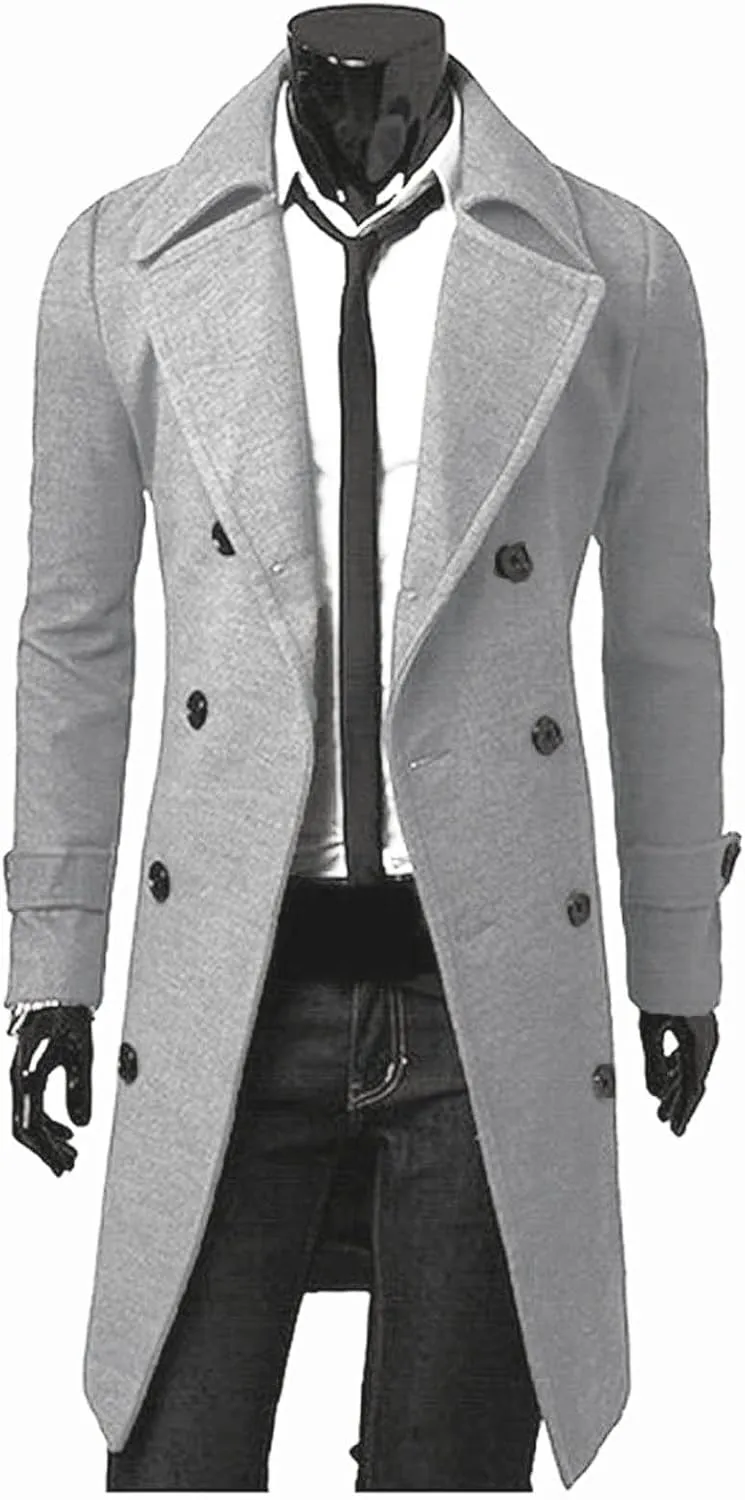 Mens Coat Winter Men Slim Stylish Trench Coat Double Breasted Long Jacket Coat Fashion Jackets