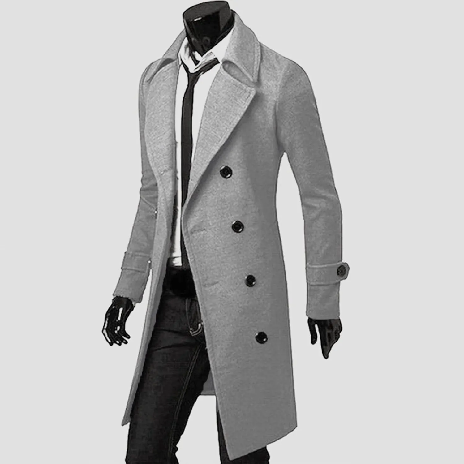 Mens Coat Winter Men Slim Stylish Trench Coat Double Breasted Long Jacket Coat Fashion Jackets
