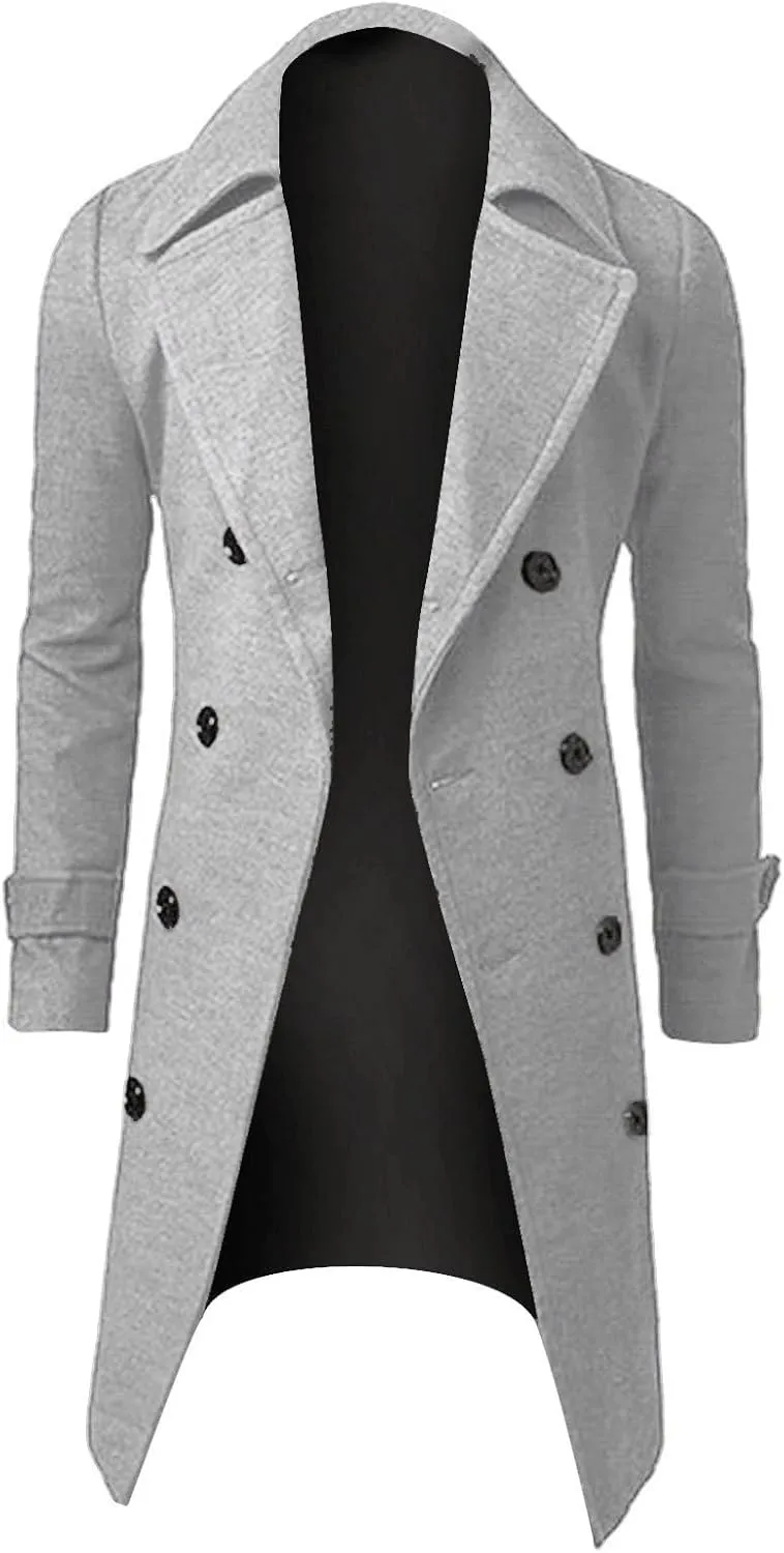 Mens Coat Winter Men Slim Stylish Trench Coat Double Breasted Long Jacket Coat Fashion Jackets