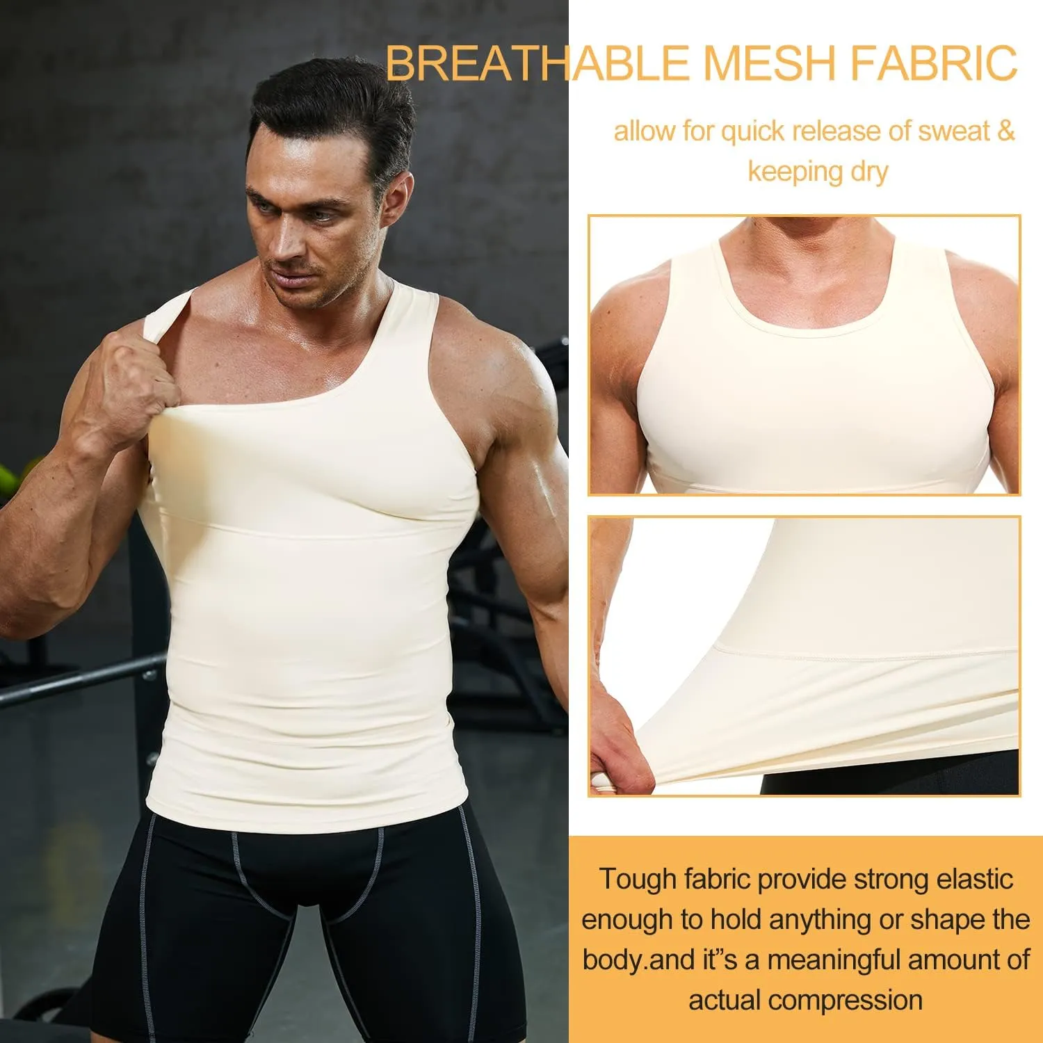 Mens Compression Shirt Slimming Undershirt Body Shaper Vest Workout Tank Tops Shapewear Abs Abdomen