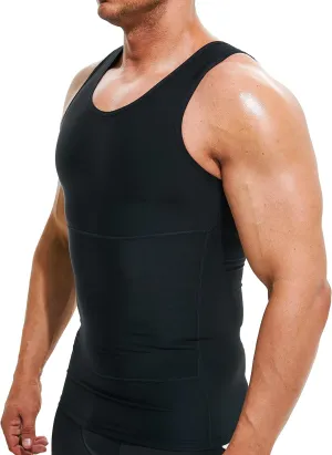 Mens Compression Shirt Slimming Undershirt Body Shaper Vest Workout Tank Tops Shapewear Abs Abdomen