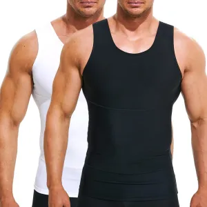 Mens Compression Shirt Slimming Undershirt Body Shaper Vest Workout Tank Tops Shapewear Abs Abdomen