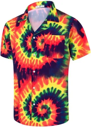 Mens Hawaiian Shirt Quick Dry Tropical Vocation Beach Cruise Short Sleeve Aloha Tops