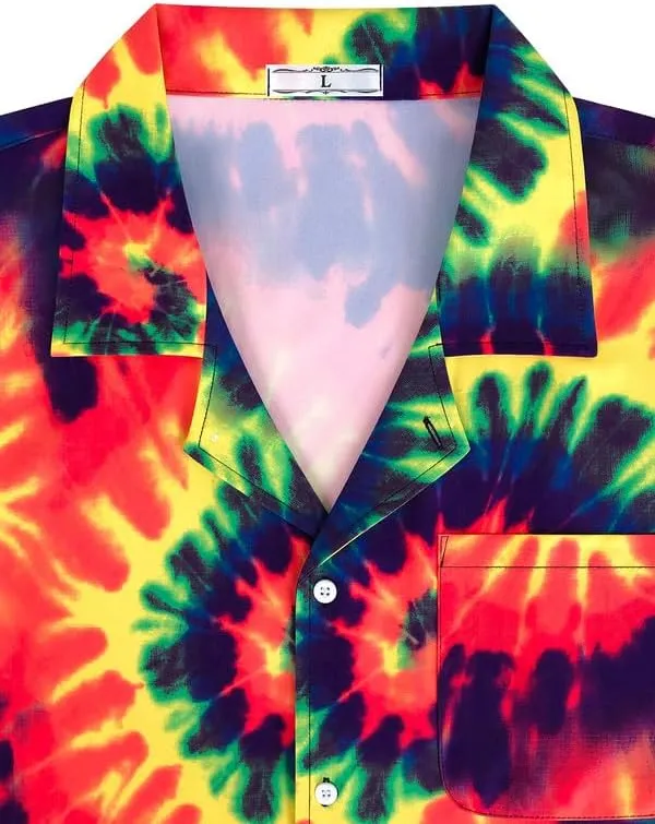 Mens Hawaiian Shirt Quick Dry Tropical Vocation Beach Cruise Short Sleeve Aloha Tops