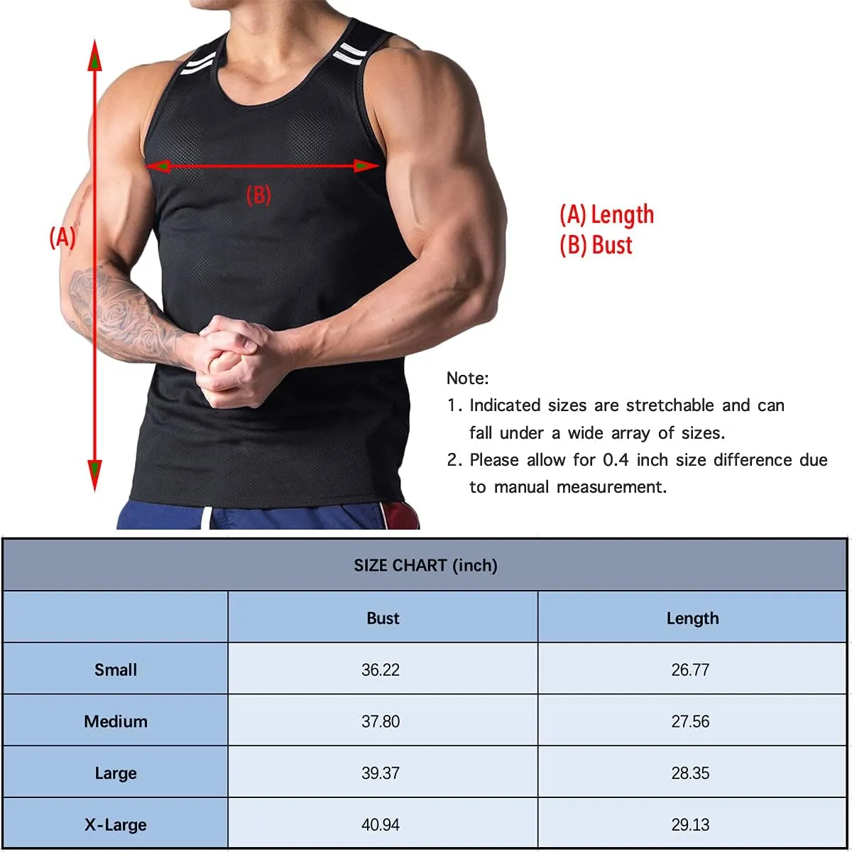 Mens Mesh Workout Lightweight Tank Tops Quick-Dry Training Vest Athletic Muscle Tank Tops for Men T47