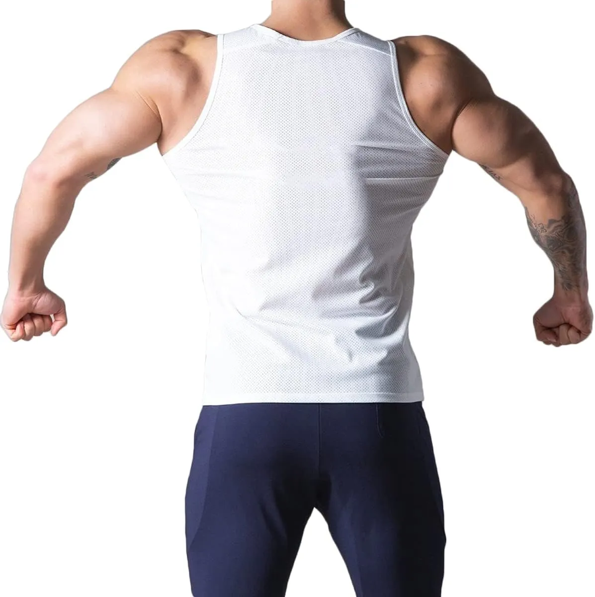 Mens Mesh Workout Lightweight Tank Tops Quick-Dry Training Vest Athletic Muscle Tank Tops for Men T47