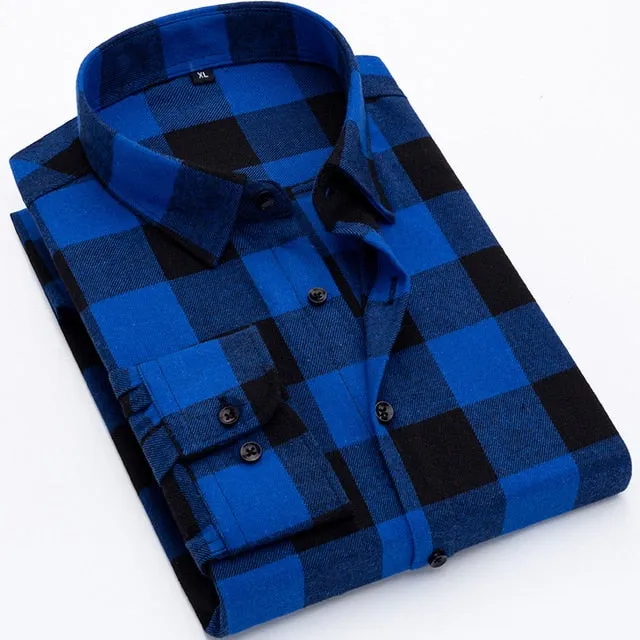 Men's Slim Fit Soft Comfortable Shirt. Long Sleeved Plaid Men Shirt.