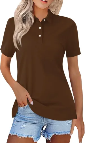 midelxp Golf Polo Shirts for Women Summer Quick Dry Short Sleeve Button Down Shirt Lightweight Dressy Casual Work Tops 2024