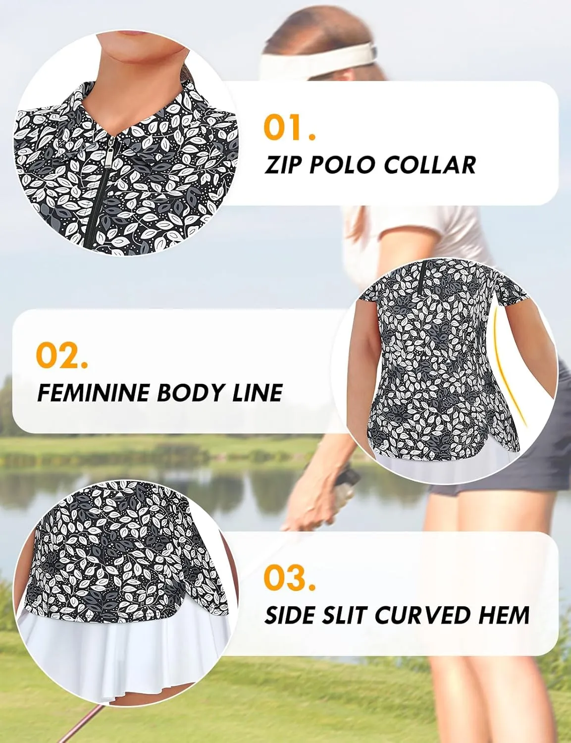 Misyula Style Womens Golf Polo Shirts Quarter Zip Short Sleeve Quick Dry Workout Tops