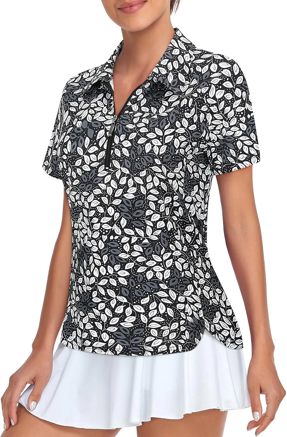 Misyula Style Womens Golf Polo Shirts Quarter Zip Short Sleeve Quick Dry Workout Tops