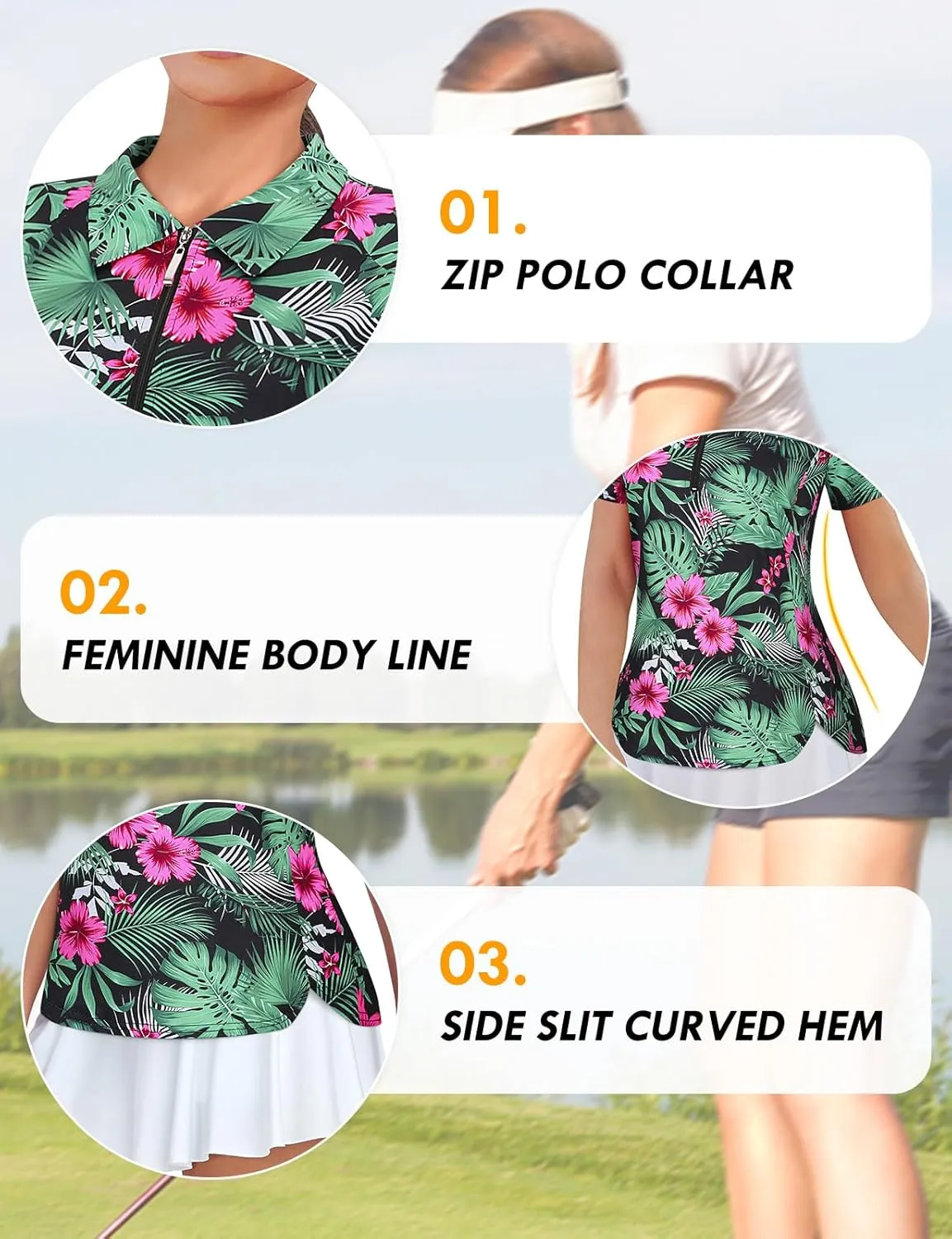 Misyula Style Womens Golf Polo Shirts Quarter Zip Short Sleeve Quick Dry Workout Tops