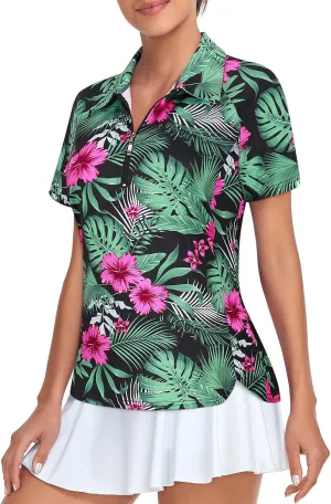 Misyula Style Womens Golf Polo Shirts Quarter Zip Short Sleeve Quick Dry Workout Tops