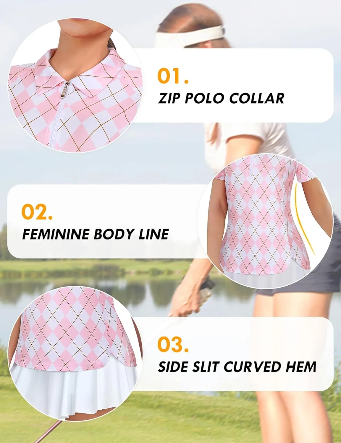 Misyula Style Womens Golf Polo Shirts Quarter Zip Short Sleeve Quick Dry Workout Tops