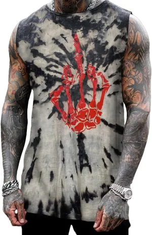 NINESTAR Men's Skull Graphic 3D Print Sleeveless Crewneck Shirt Quick Dry Sports Tank Tops