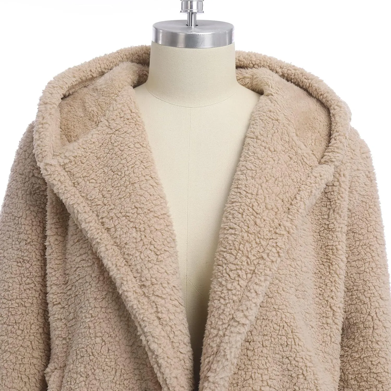 ODIZLI Women's Winter Coats Fuzzy Fleece Long Hooded Jackets Button Down Faux Fur Warm Outwear With Pockets