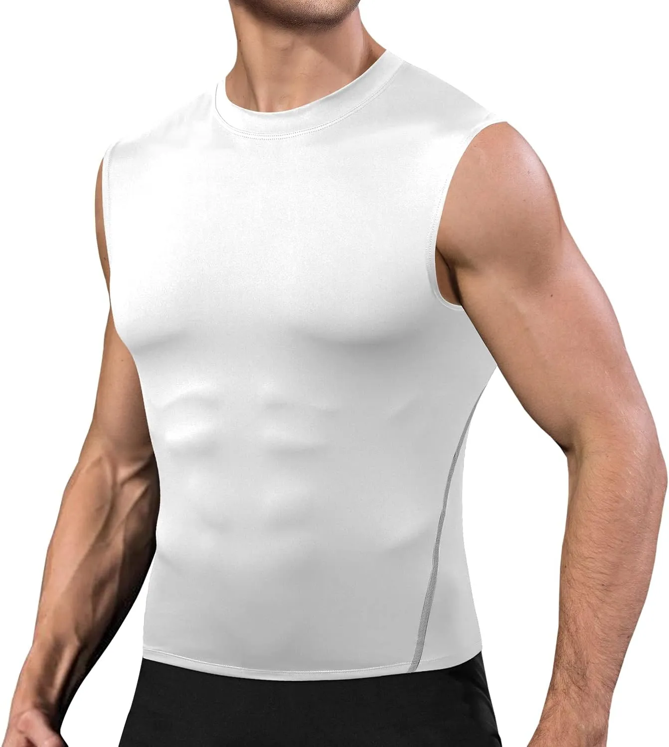 Odoland 5 Pack Men's Compression Sleeveless Shirts, Dry Fit Athletic Base Layer Tank Top, Sports Running Gym Workout Shirts