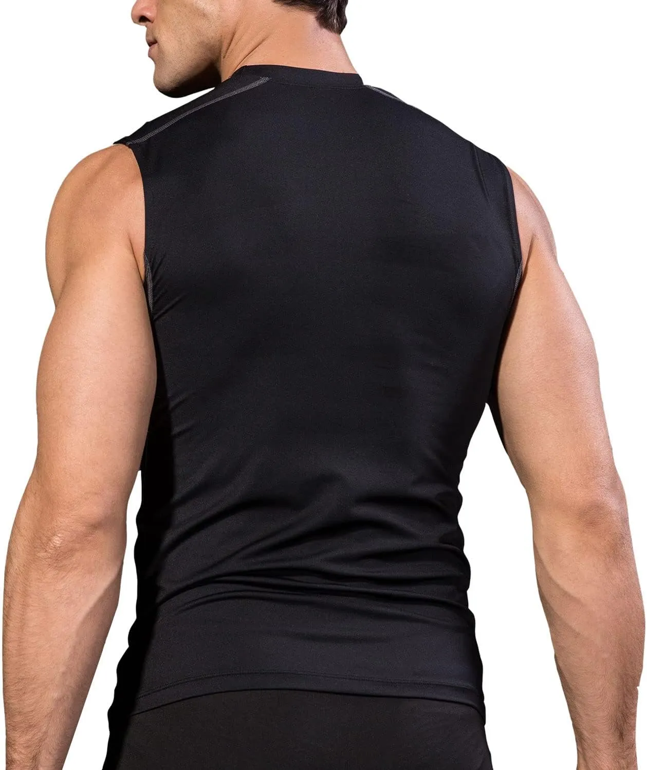 Odoland 5 Pack Men's Compression Sleeveless Shirts, Dry Fit Athletic Base Layer Tank Top, Sports Running Gym Workout Shirts