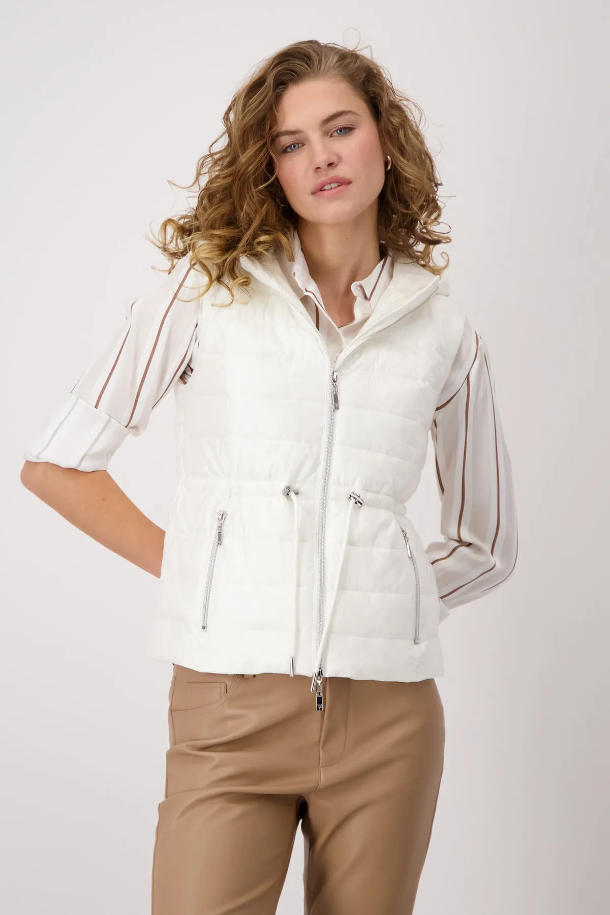 Padded Hooded Gilet - Creamy Beige