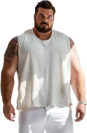 Plus Size Men Tank Tops Summer Quick Dry 100% Cotton Comfort Unisex Tops Oversize Xl-9Xl