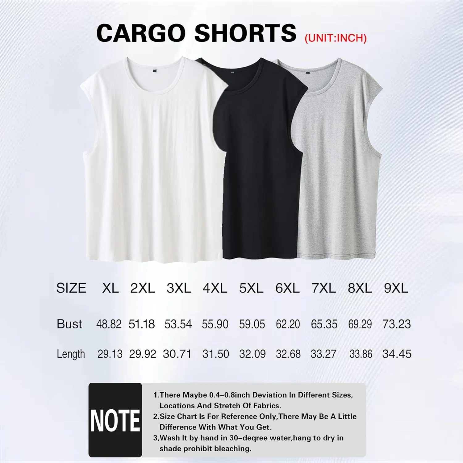 Plus Size Men Tank Tops Summer Quick Dry 100% Cotton Comfort Unisex Tops Oversize Xl-9Xl