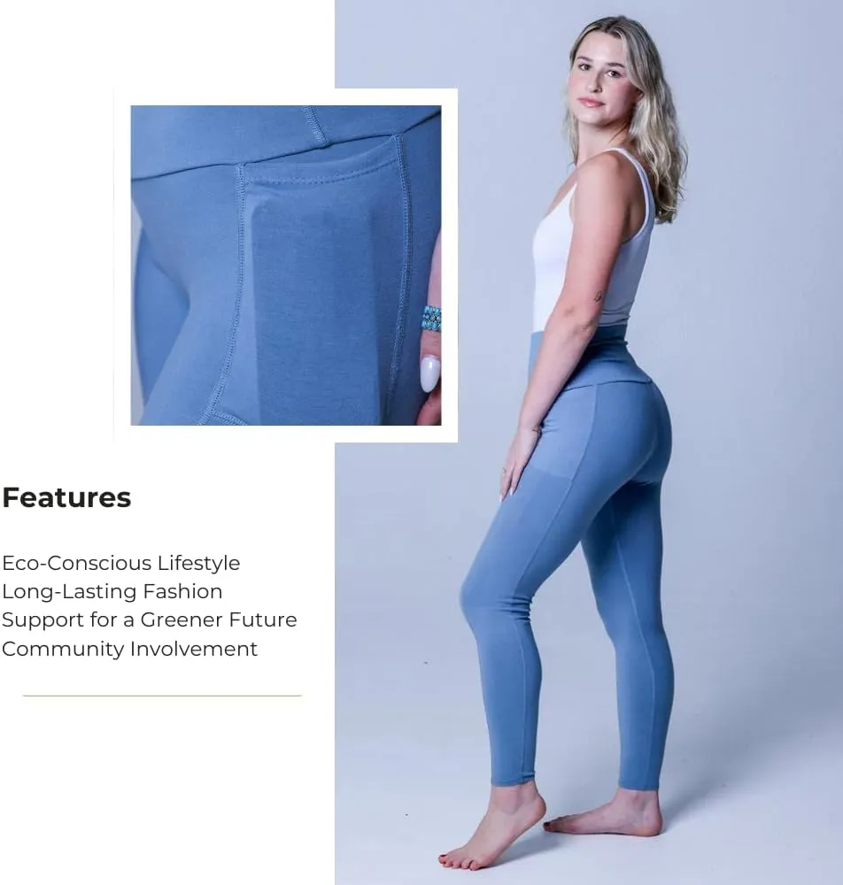 Premium Organic Cotton Leggings for Women | High Waist Leggings with Pockets. Perfect for Yoga, Fitness or All Day Wear.
