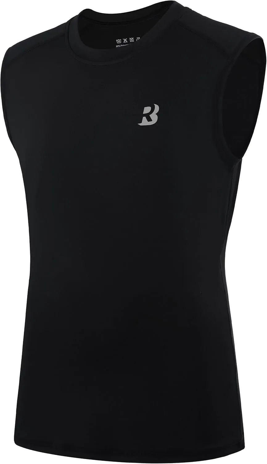 Roadbox Boys Sleeveless Compression Shirts, Youth Quick-Dry Undershirt, Athletic Tank Tops for Basketball Sports
