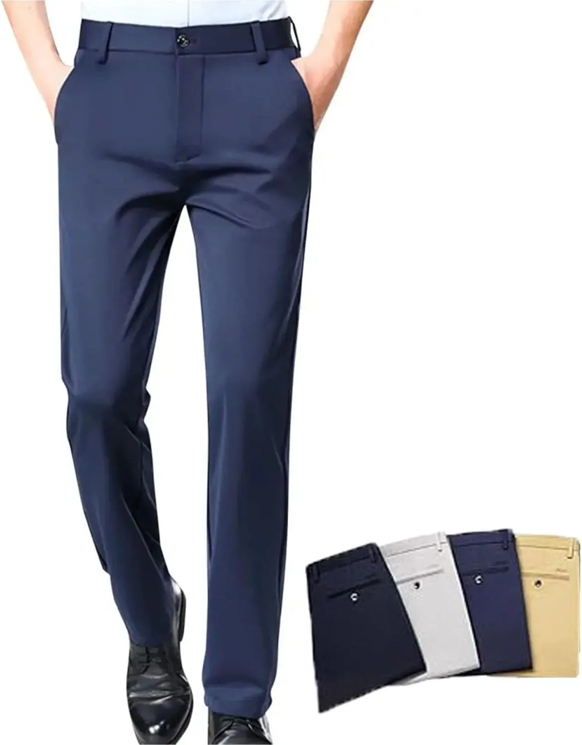 Silamone Timeless Stretch Pants, Timelessflex - Men's High Stretch Straight Fit Pants, Calormas Mens Trousers