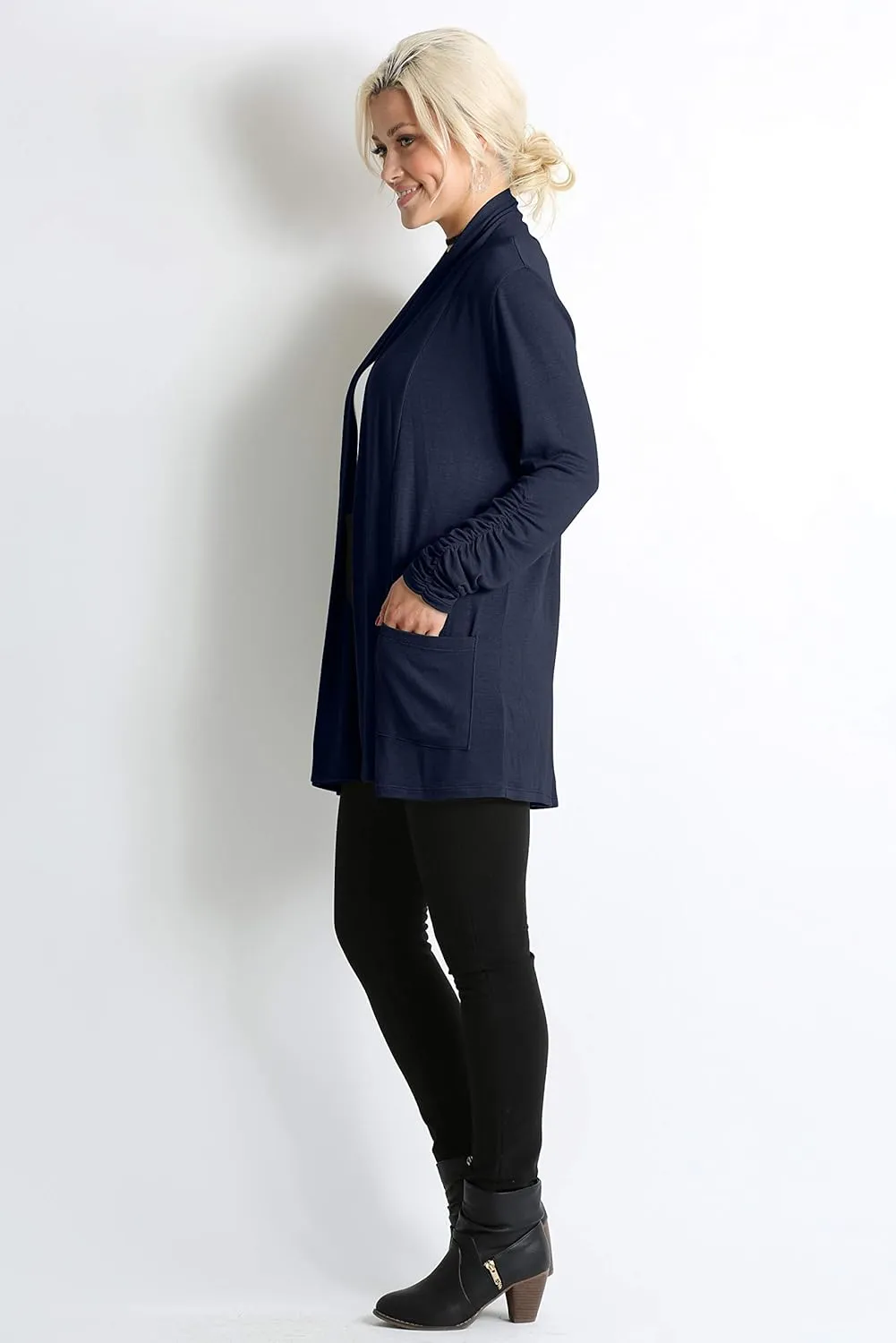 Simlu Long Sleeve Lightweight Cardigan Sweater for Women with Pockets Reg. and Plus Size