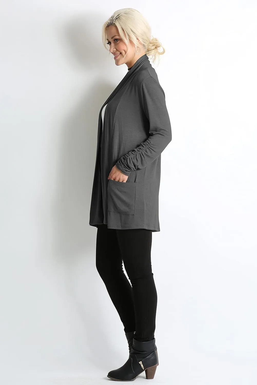 Simlu Long Sleeve Lightweight Cardigan Sweater for Women with Pockets Reg. and Plus Size