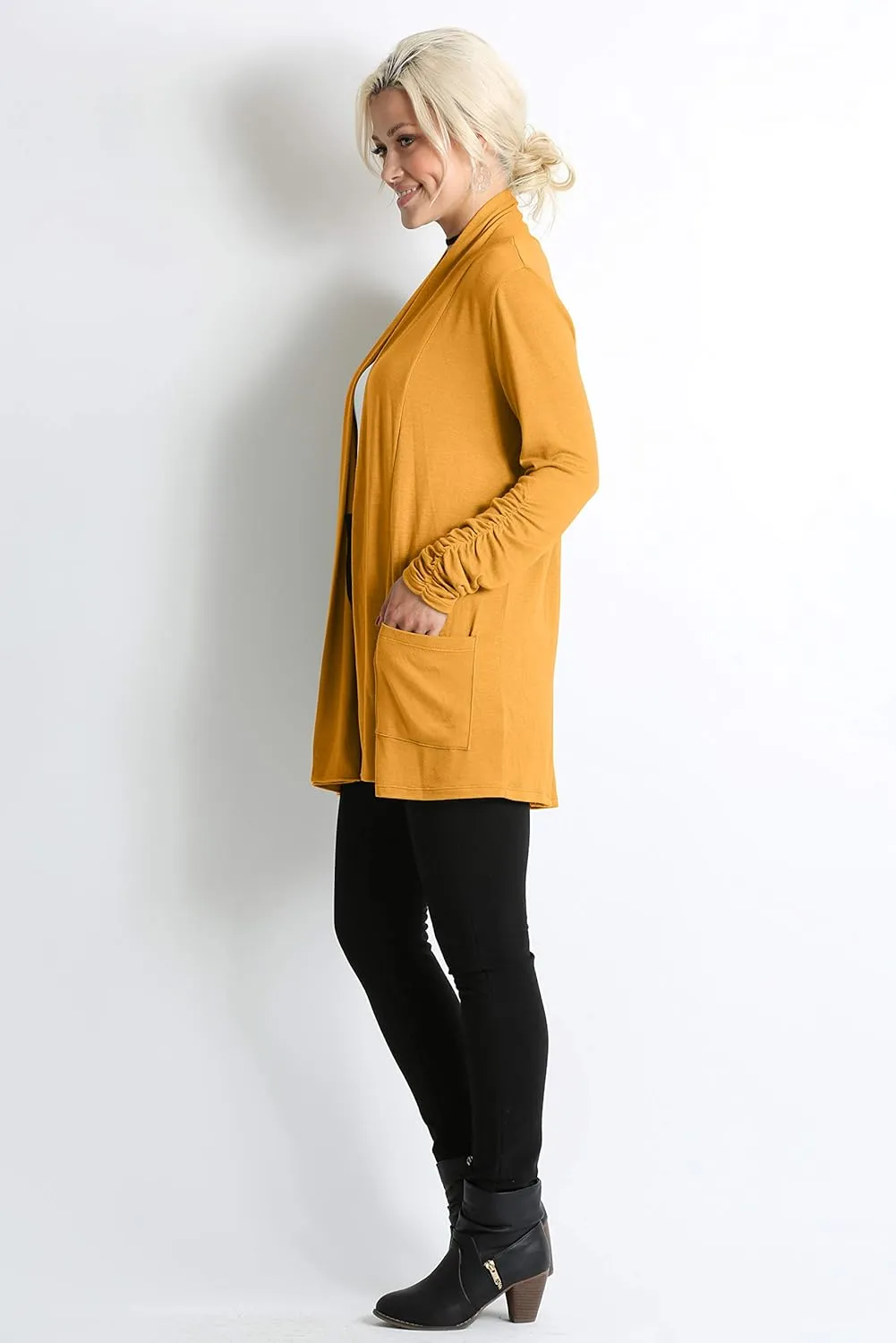Simlu Long Sleeve Lightweight Cardigan Sweater for Women with Pockets Reg. and Plus Size