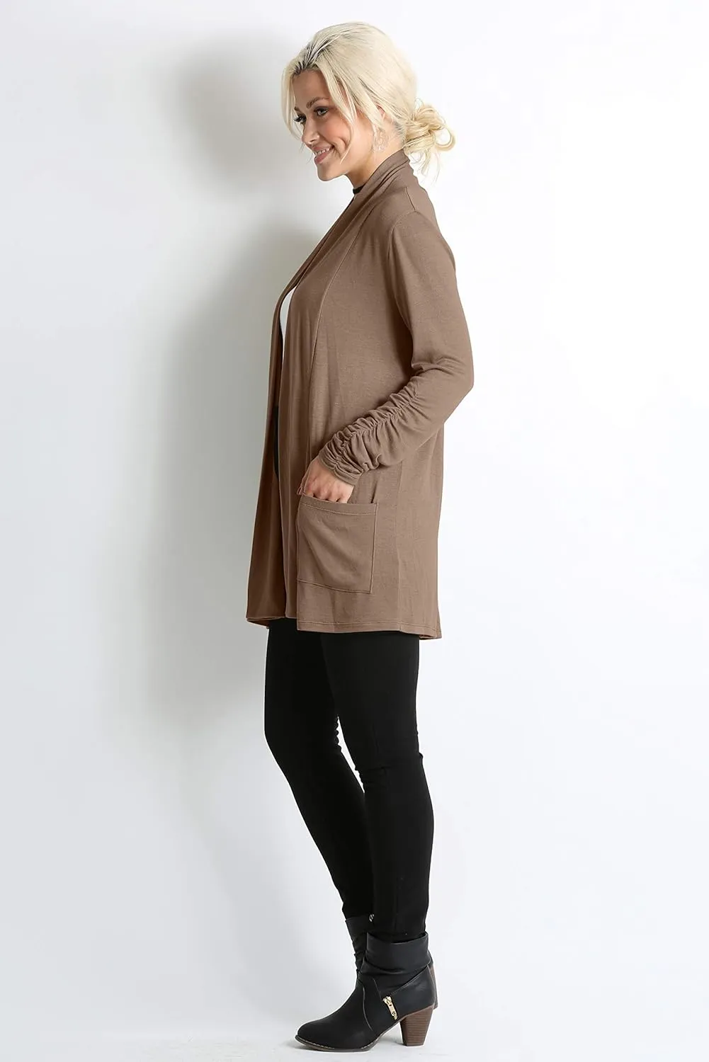 Simlu Long Sleeve Lightweight Cardigan Sweater for Women with Pockets Reg. and Plus Size
