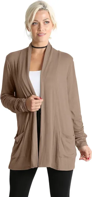 Simlu Long Sleeve Lightweight Cardigan Sweater for Women with Pockets Reg. and Plus Size